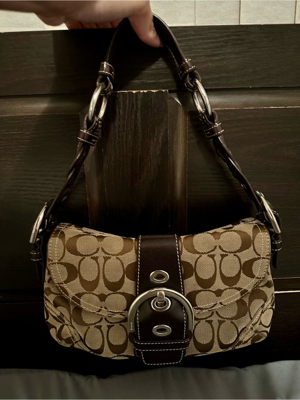 Coach Brown Signature Canvas SoHo Shoulder Bag